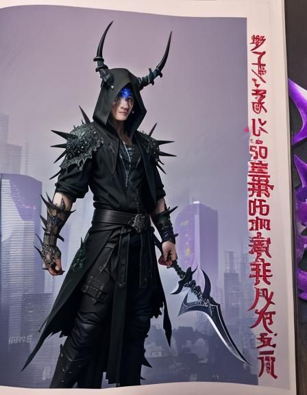 Cyberpunk Elf Alchemist Surrounded by Chaos