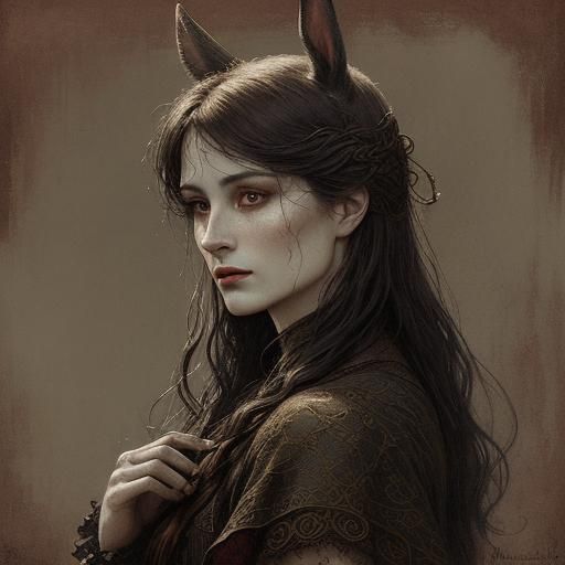 Lovecraftian Rabbit in Forest: Renaissance Heroic Painting