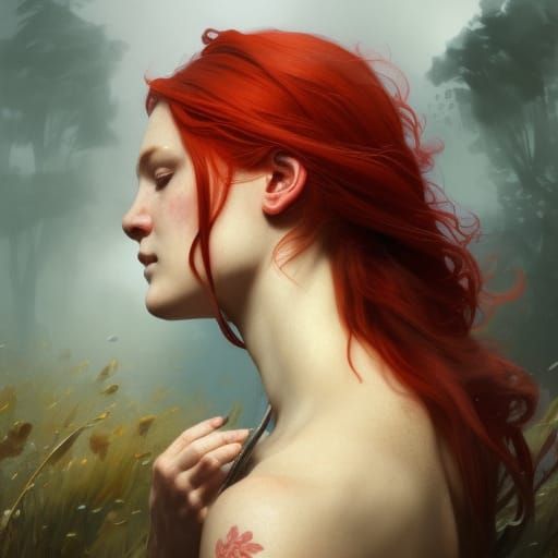 Celtic Woman Portrait in Art Nouveau Style