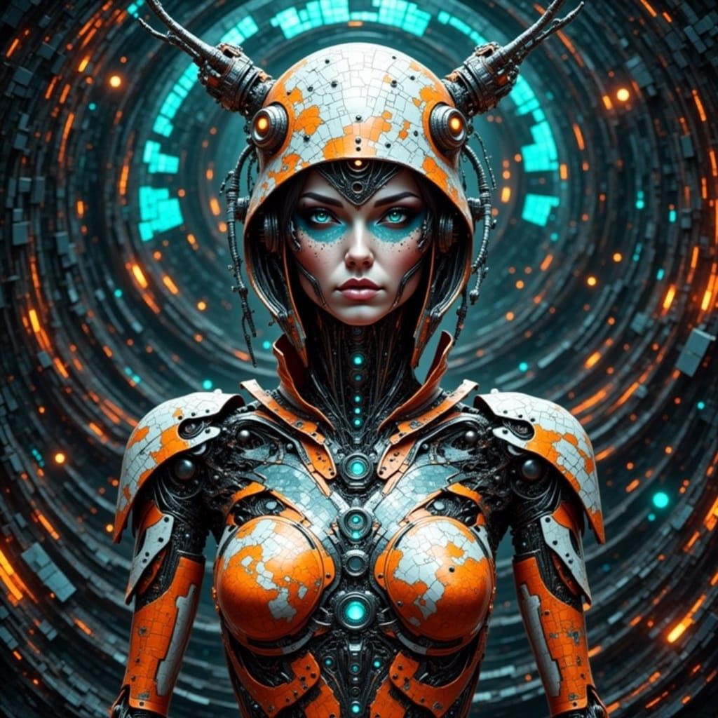 Female Cyborg in Futuristic Style
