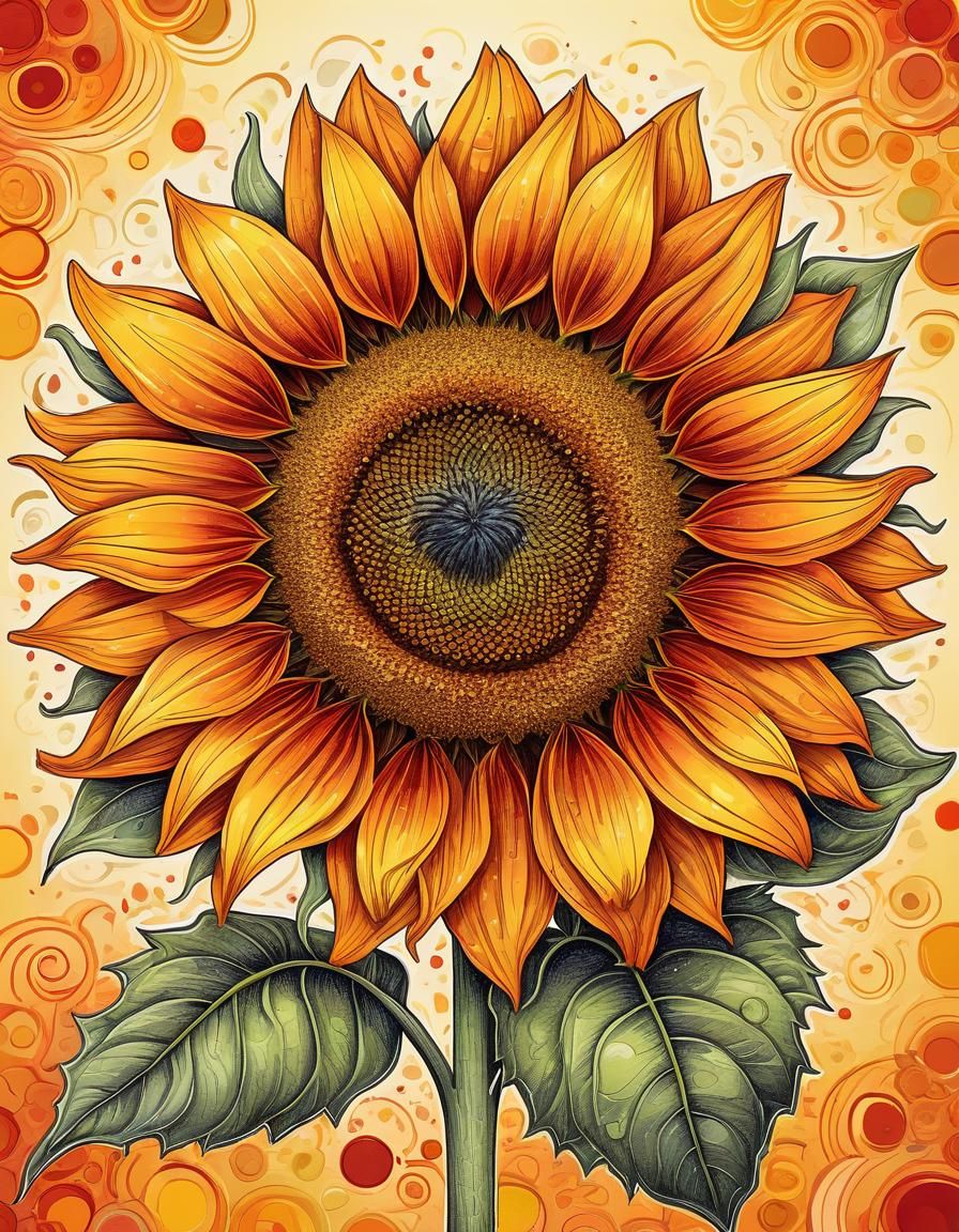 Intricate Hand-Drawn Sunflower Illustration