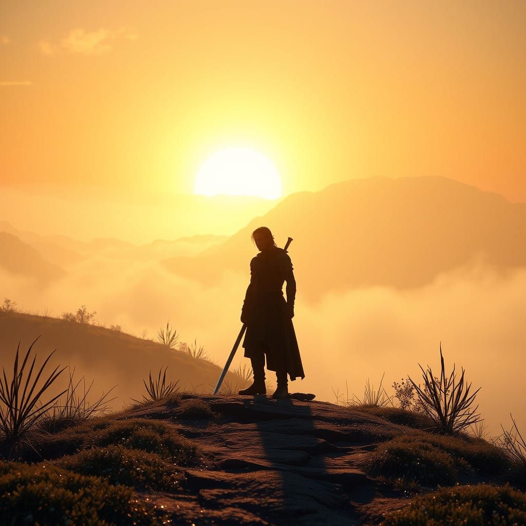 Epic Dawn Landscape in High-Fantasy Style