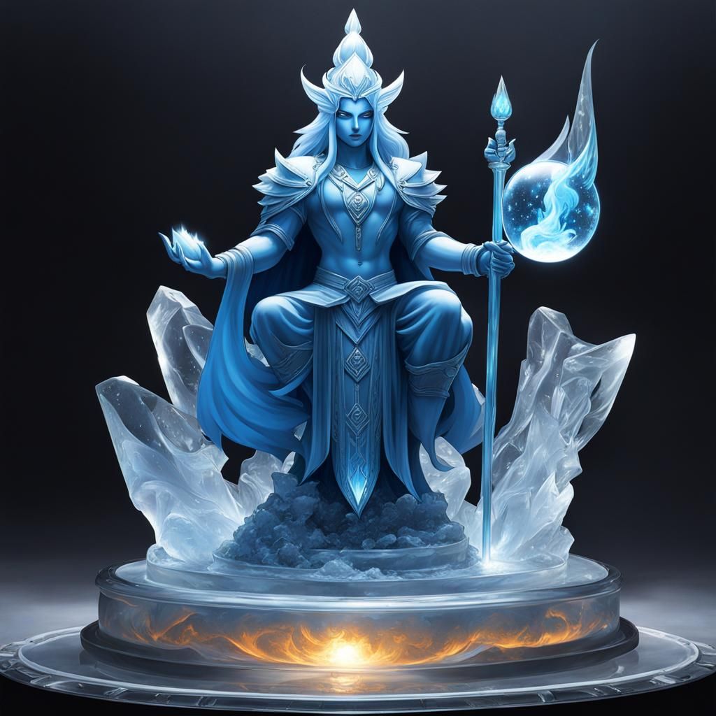 Translucent Ice Sculpture of Shiva in Chughtai Style