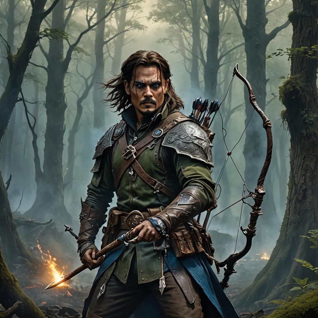 Ranger in Misty Forest: Dark Fantasy Portrait
