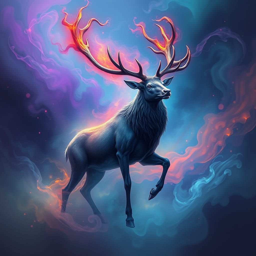 Air Elemental Stag in Detailed Matte Painting Style