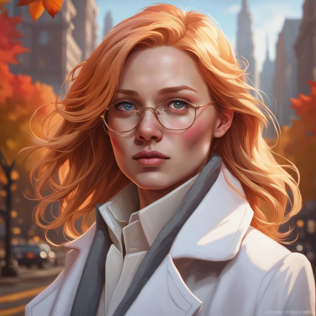 Strawberry-Blonde Woman Portrait in Hyperdetailed Style