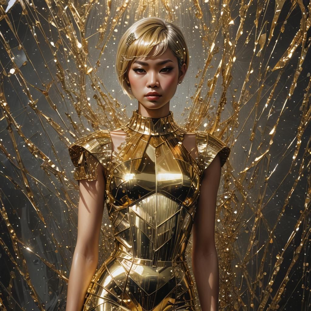 Gold and Diamond Girl in Sci-Fi Art Style