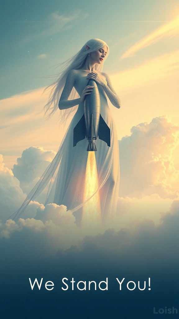 Ethereal Cloud Elf Protects Rocket Launch