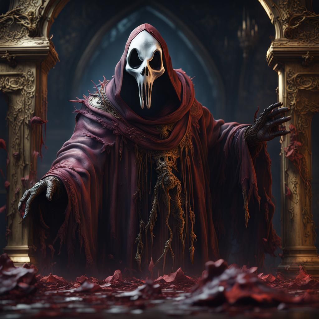 Detailed Ghostface Matte Painting in Deep Color