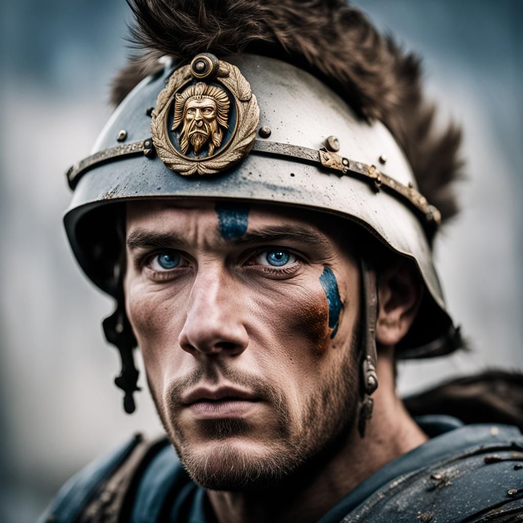 Intense Roman Soldier Portrait in Contemporary Style