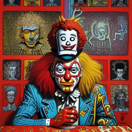 Ronald McDonald in Basquiat, Dali, and Haring Style