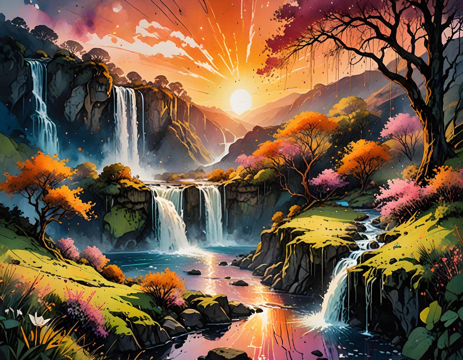 Sunset over landscape