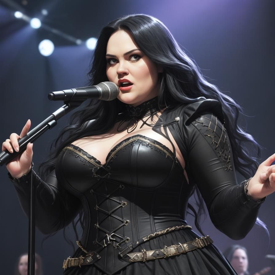Plus-Size Woman Singing Symphonic Metal on Stage