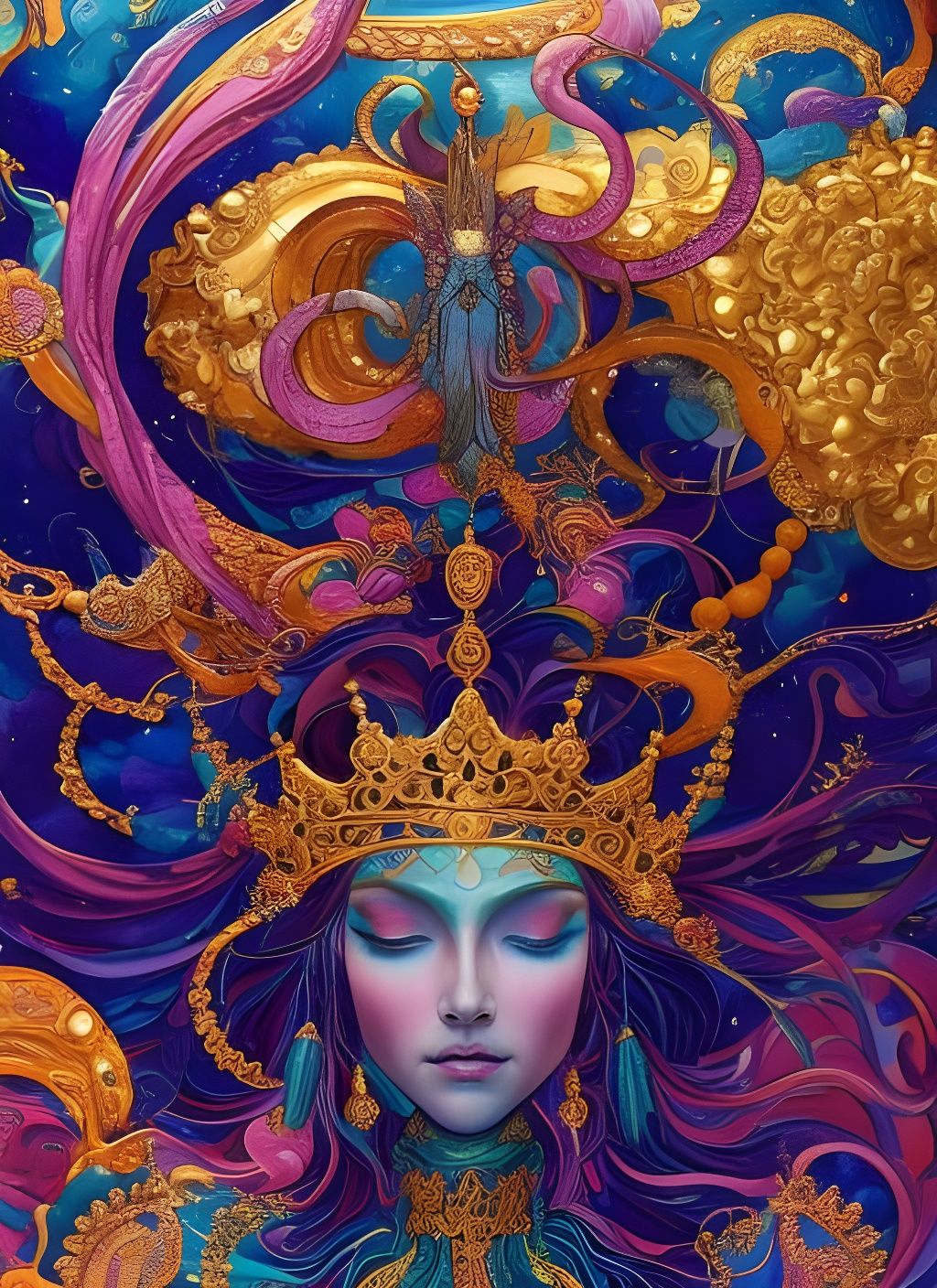 Psychedelic Bejeweled Crown of Good Fortune