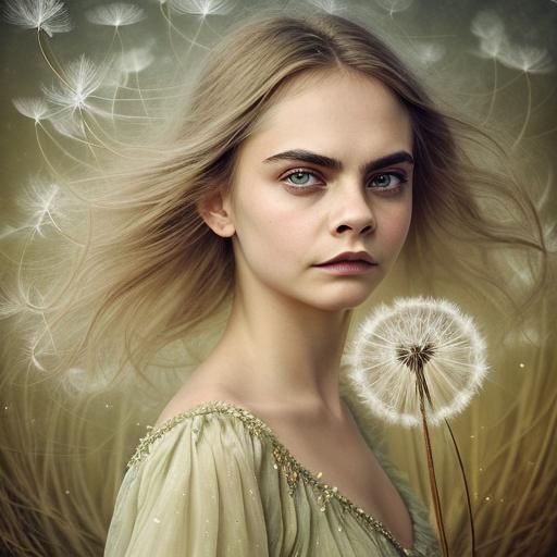 Dandelion Portrait Inspired by Klimt, Nickerson and Welz-Ste...