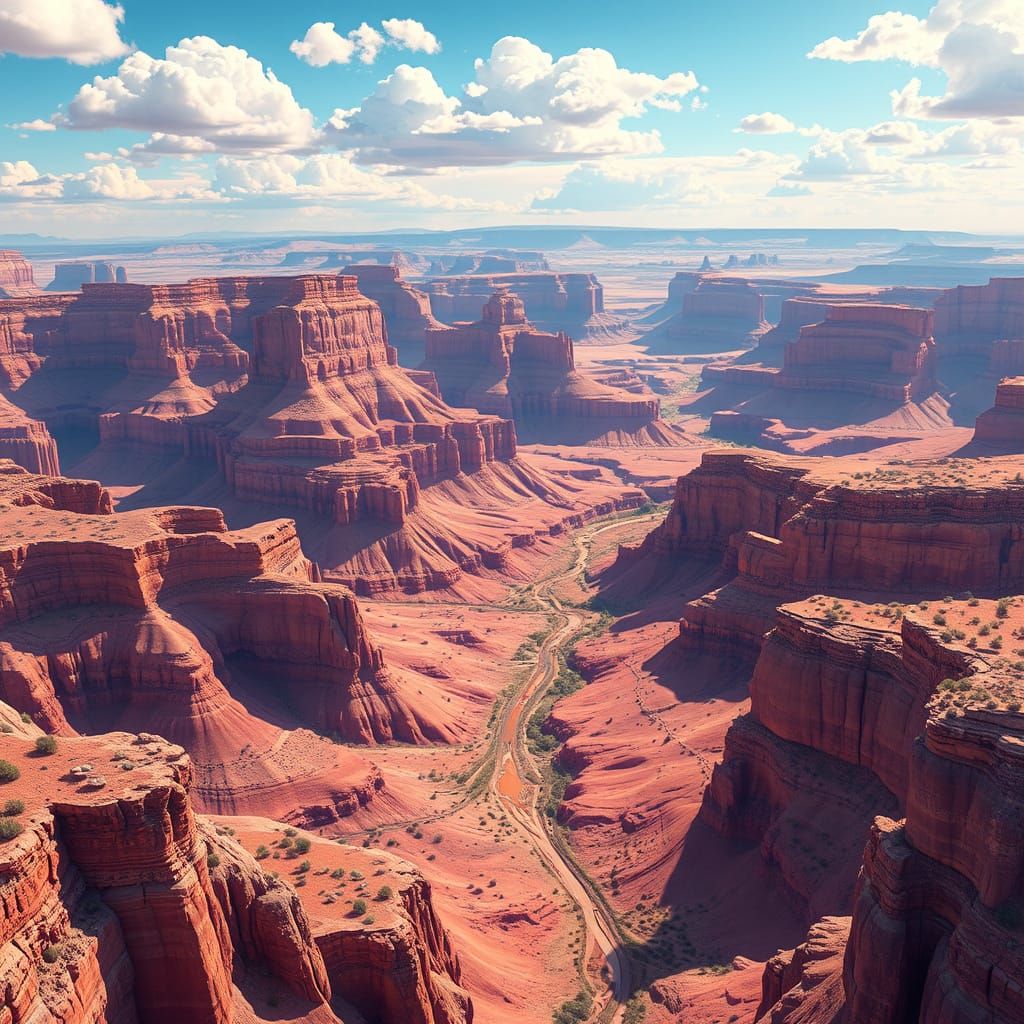 Vibrant High Desert Wonderland in Whimsical Candy Art Style