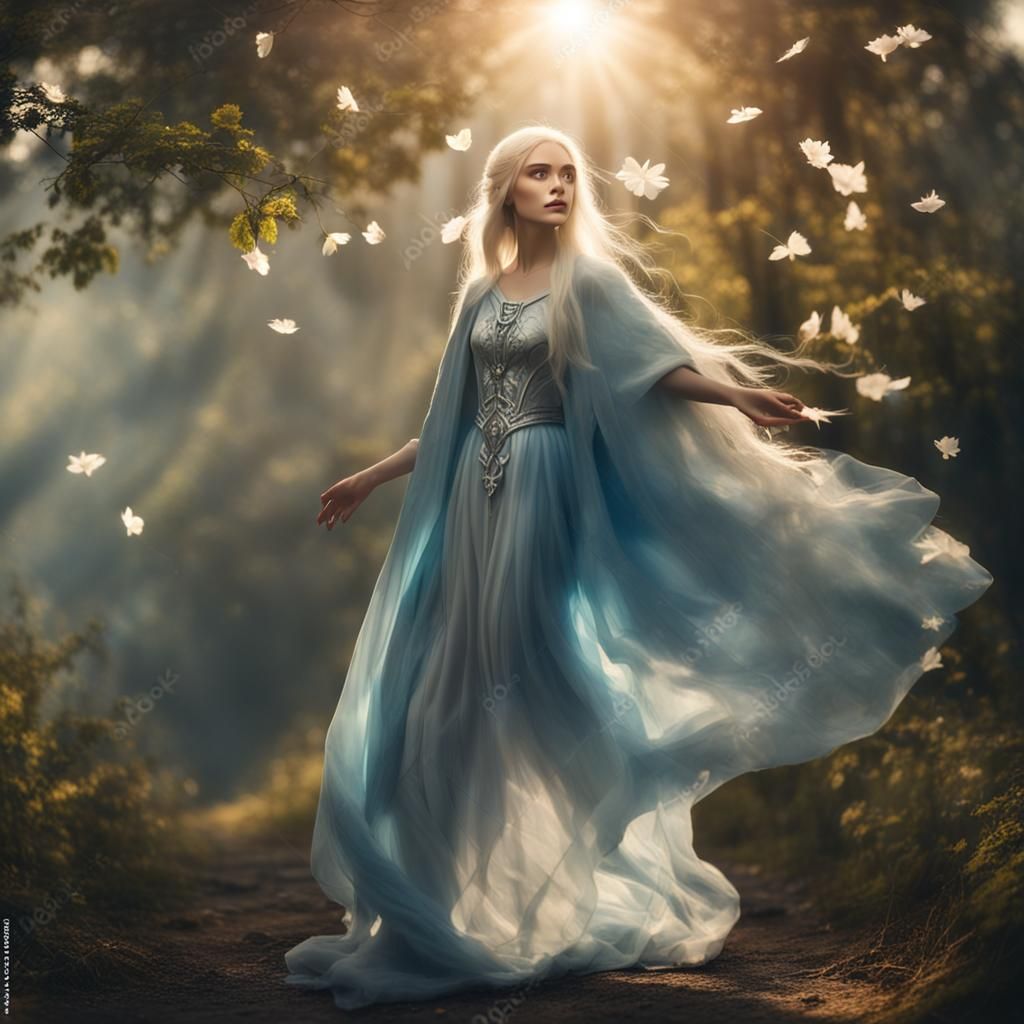 Ethereal Elf Woman in Divine Light