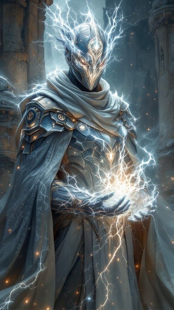 Luminous Radiant Warrior in Cosmic Armor