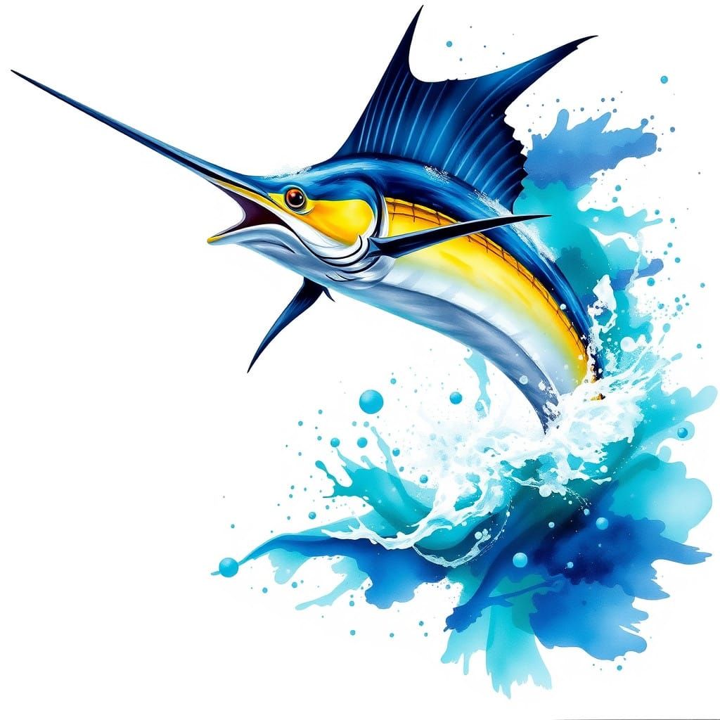 Majestic Sailfish in Vibrant Marine Colors, Inspired by Drea...
