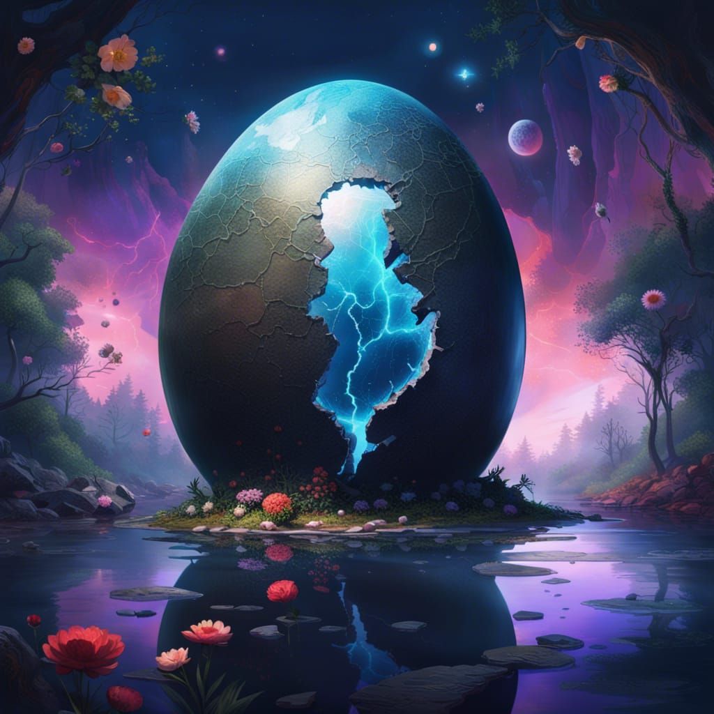 Surreal Earth Egg Cracking Concept Art