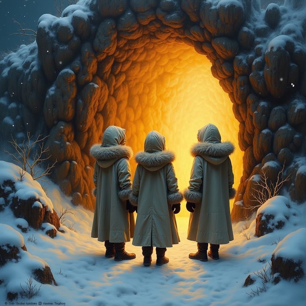 Sisters and the Sacred Fire: Gurney-Style Oil Painting