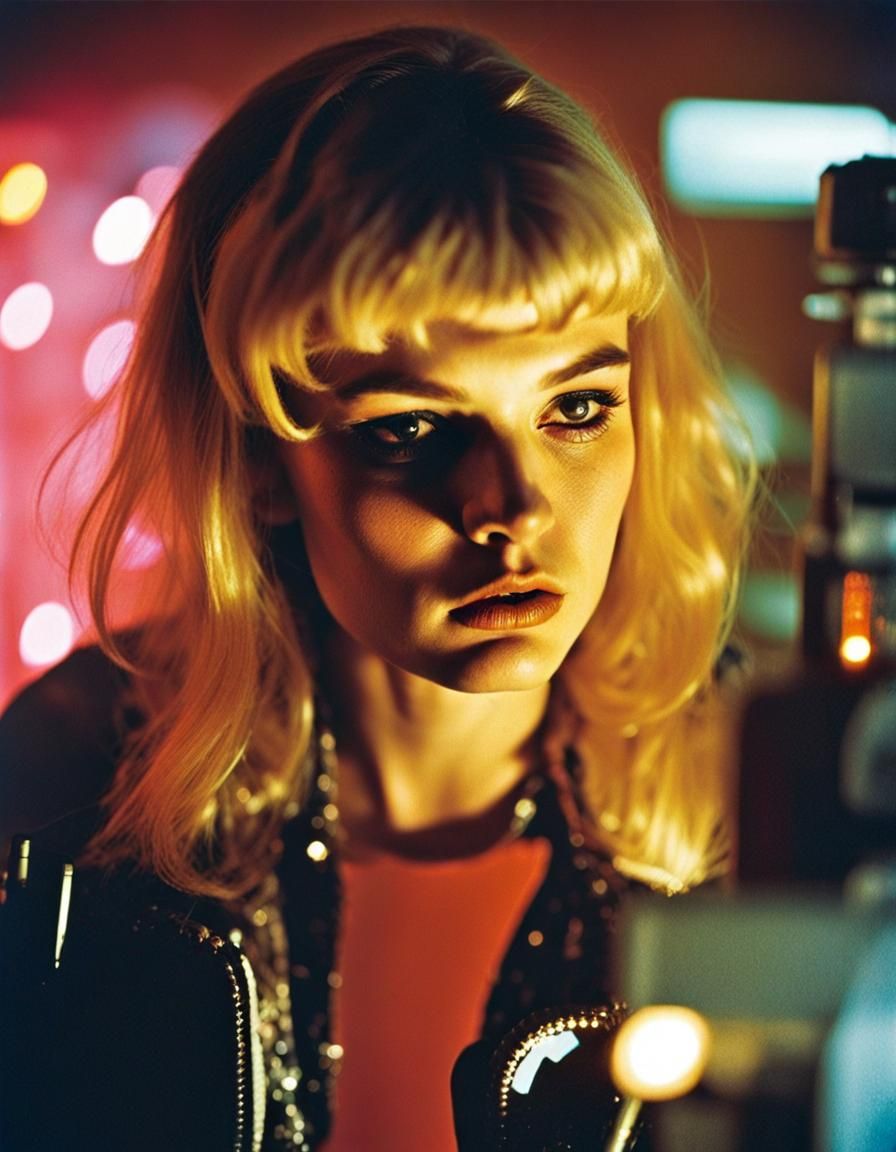 Enigmatic Artist in Retro Sci-Fi Lab