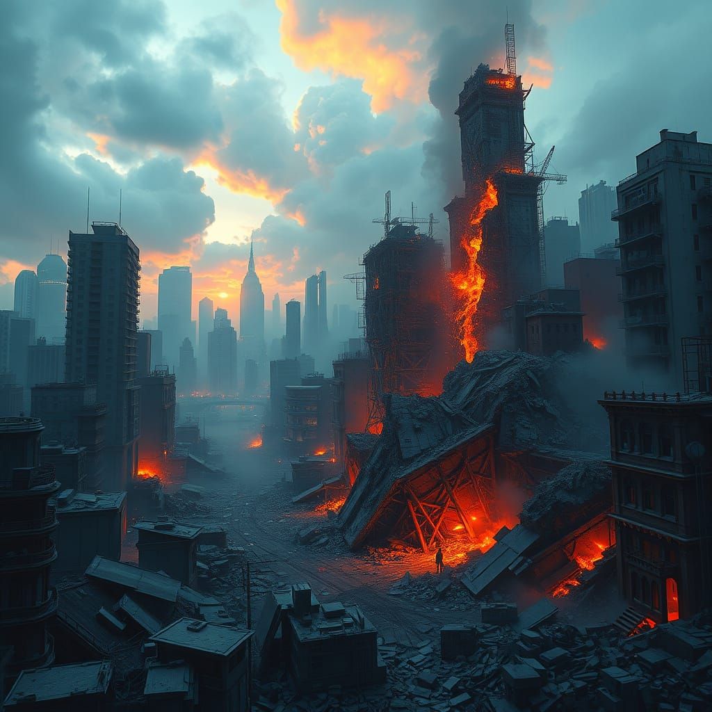 Catastrophic Cityscape in Triadic Hues