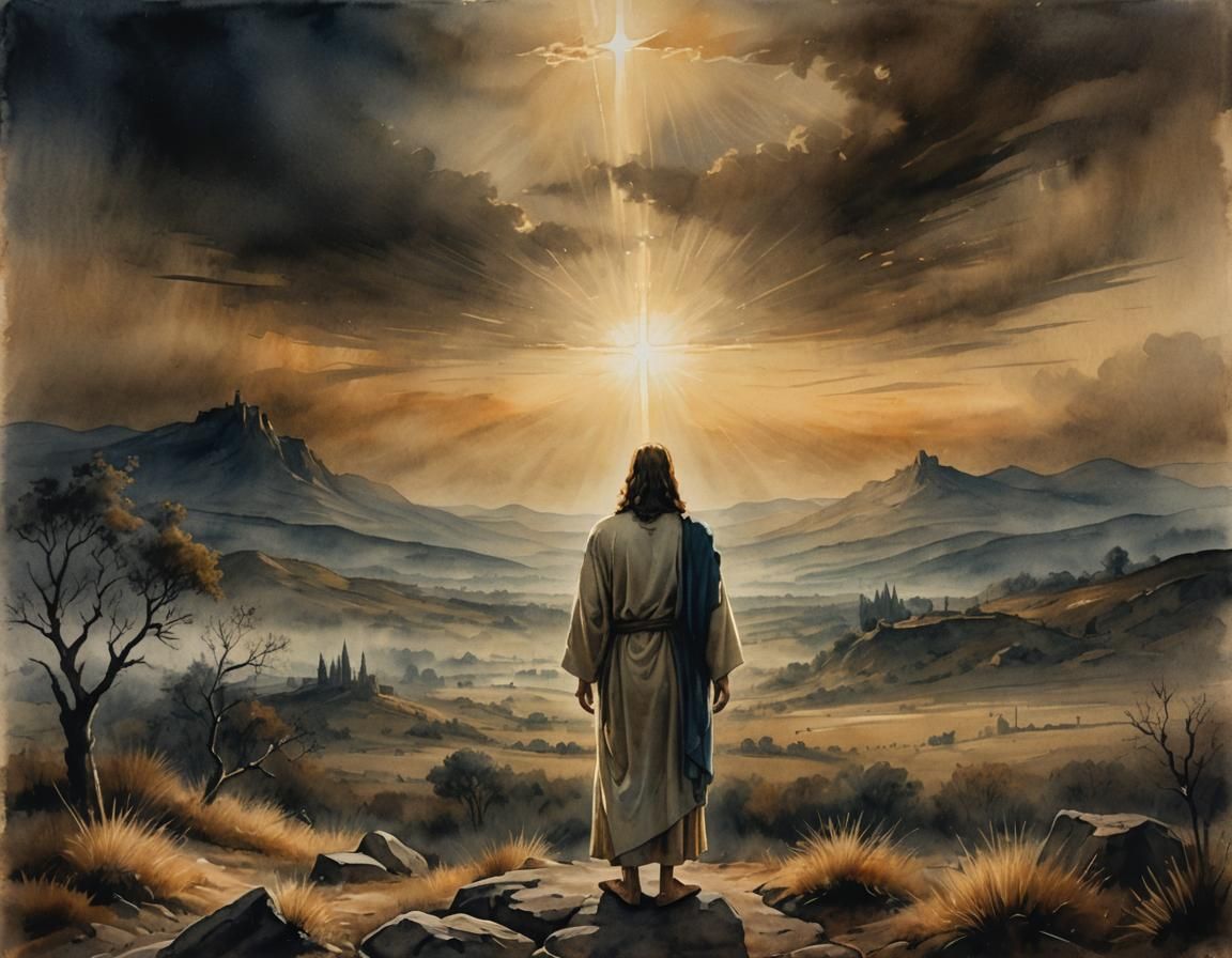 Jesus, the Light of the World: Turner-esque Landscape