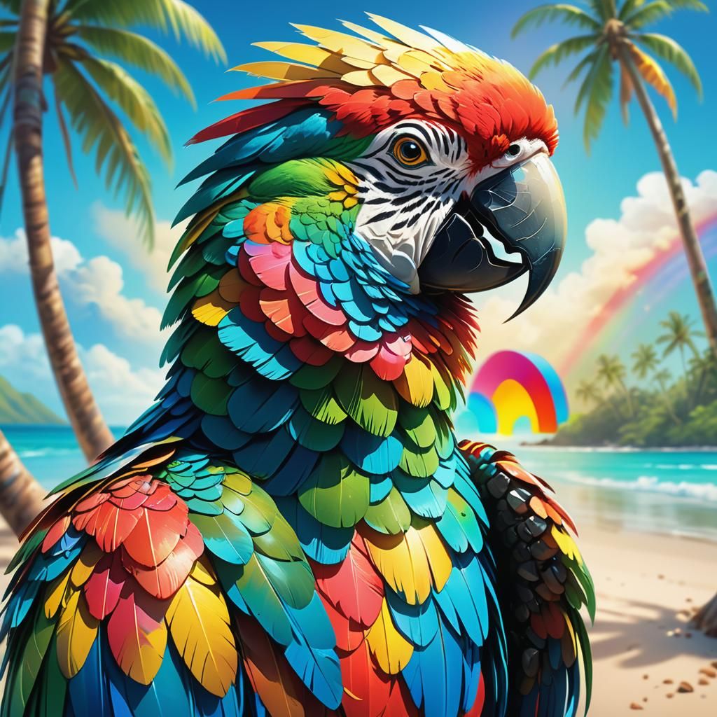 Tropical Parrot Portrait, Concept Art by Rutkowski