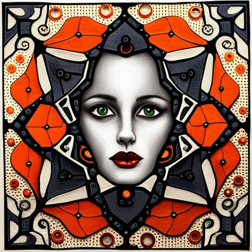 Symmetrical Halloween Textile Art Pattern