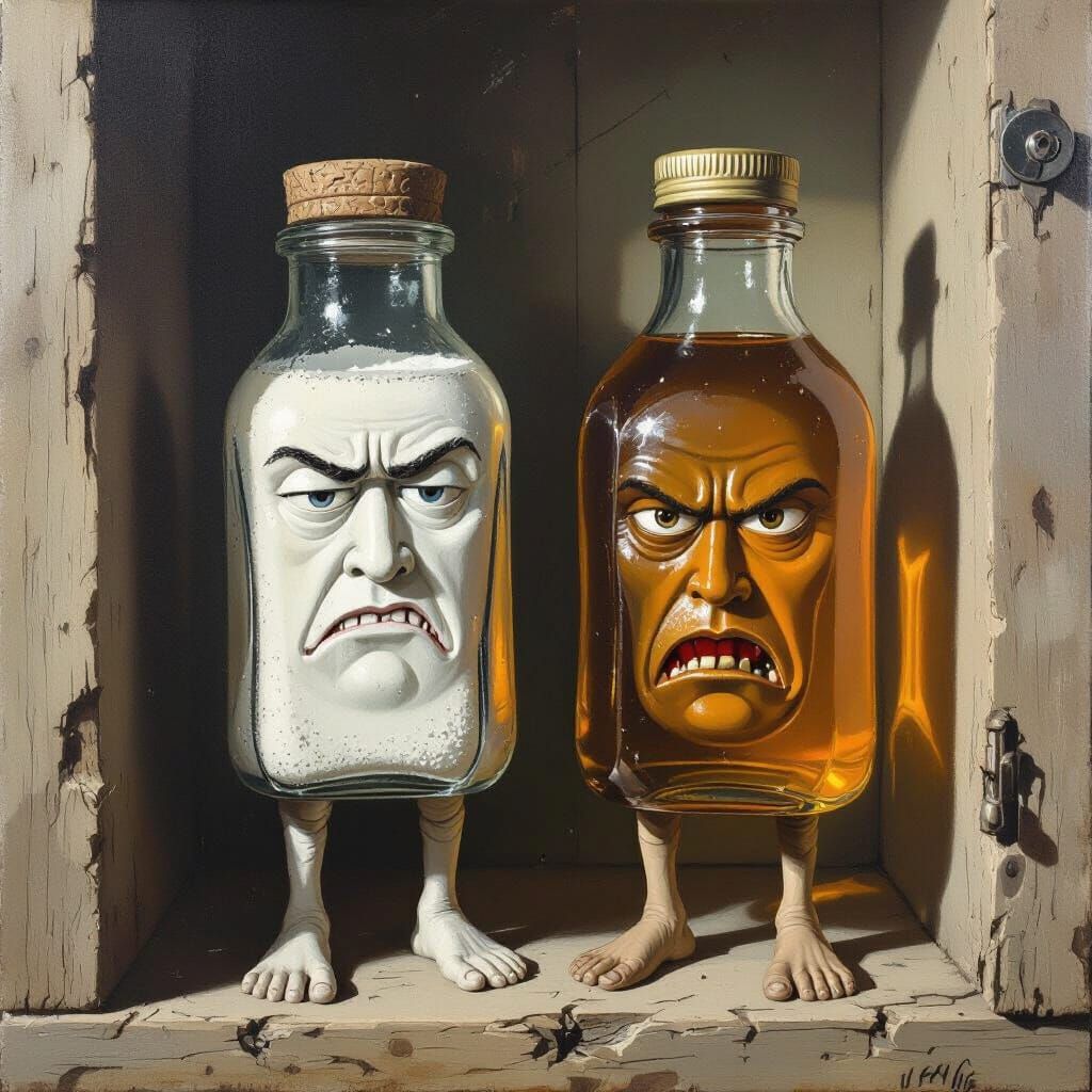 Surreal Salt & Honey Bottles on Human Legs