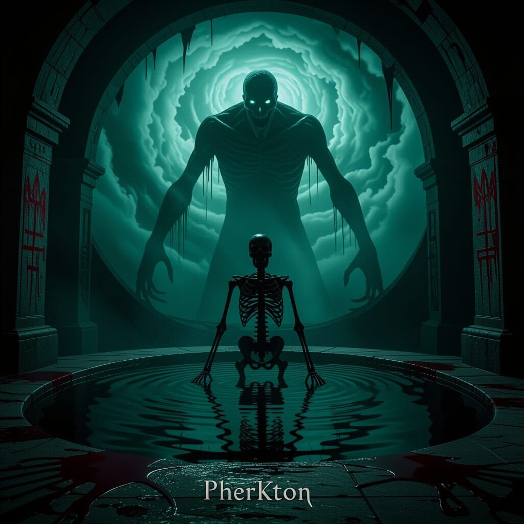 Gothic Horror: Skeletal Figure in Shadow