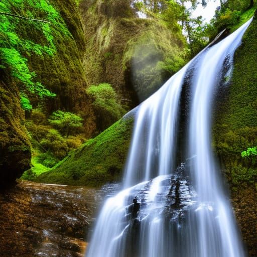 Majestic Waterfall in Professional Photography Style