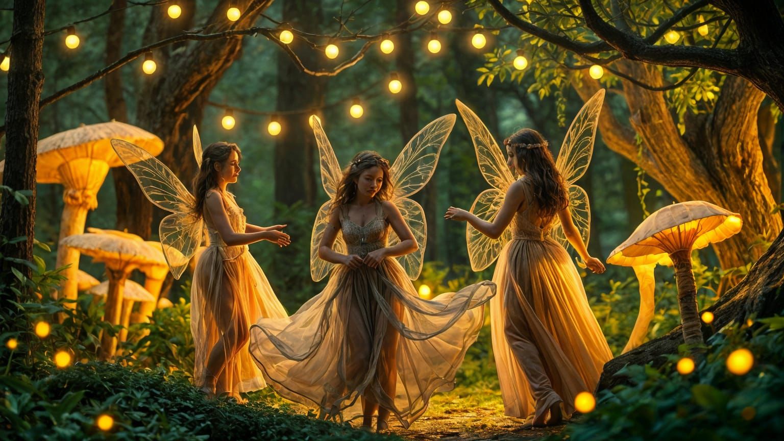 Fairies Dancing in a Mystical Forest