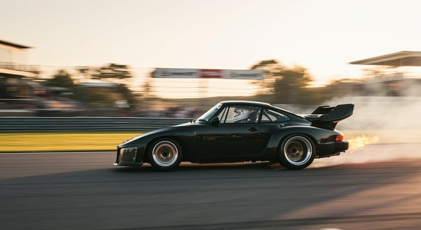 Vintage Porsche 935 Race Car in Golden Sunlight