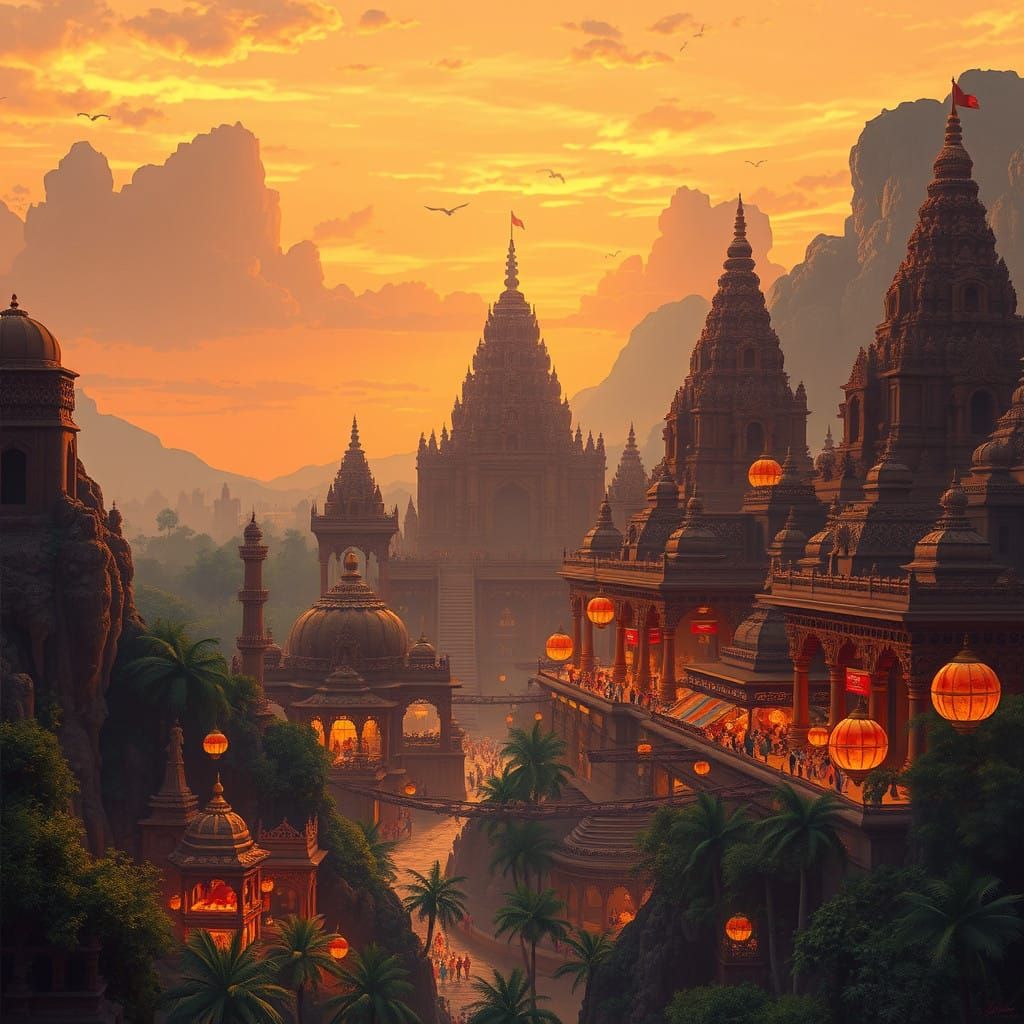 Stunning Indian High Fantasy Landscape in Vibrant Pixel Art ...
