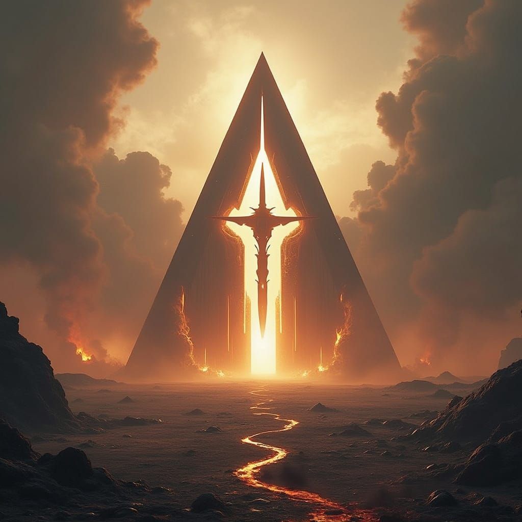 Epic Alien World Landscape with Fiery Doom