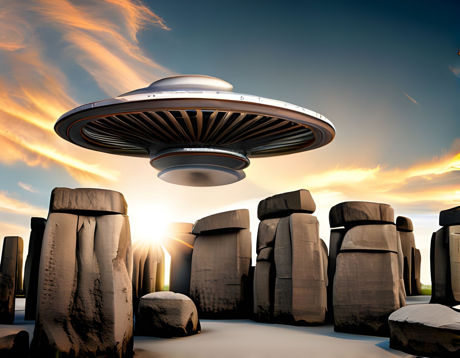 Realistic UFO Over Stonehenge in High Definition