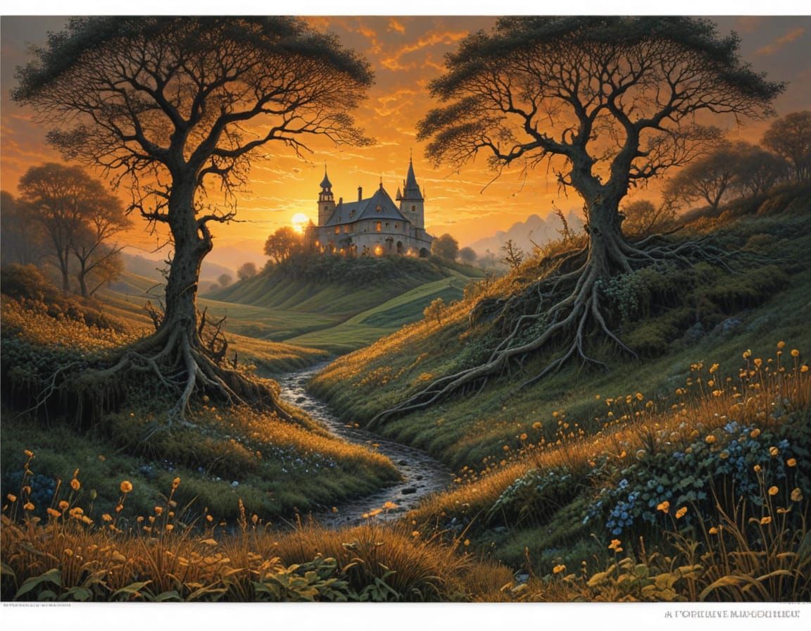 Luminous Daybreak Landscape in Intricate Details