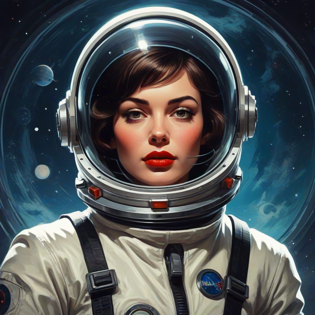 Retro Sci-Fi Astronaut Pin-Up on Magazine Cover