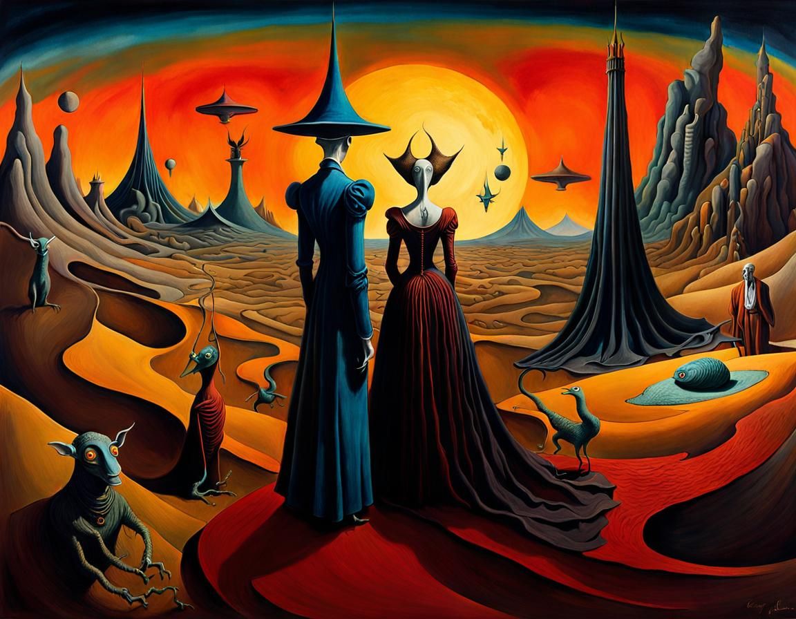 Surreal Dreamscape with Deep Colors and Dramatic Lighting