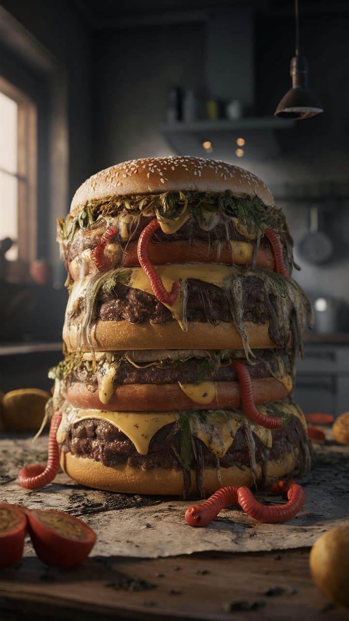 Decaying Big Mac in Anime Art Style