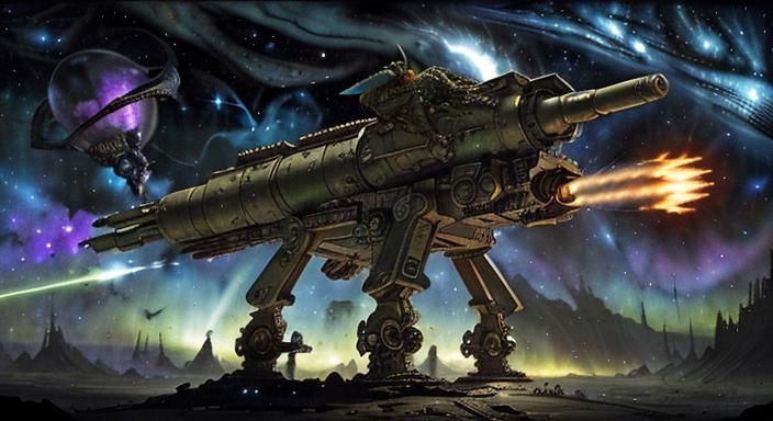 Iguana Mercenary in Retro Sci-Fi Cosmic Battle