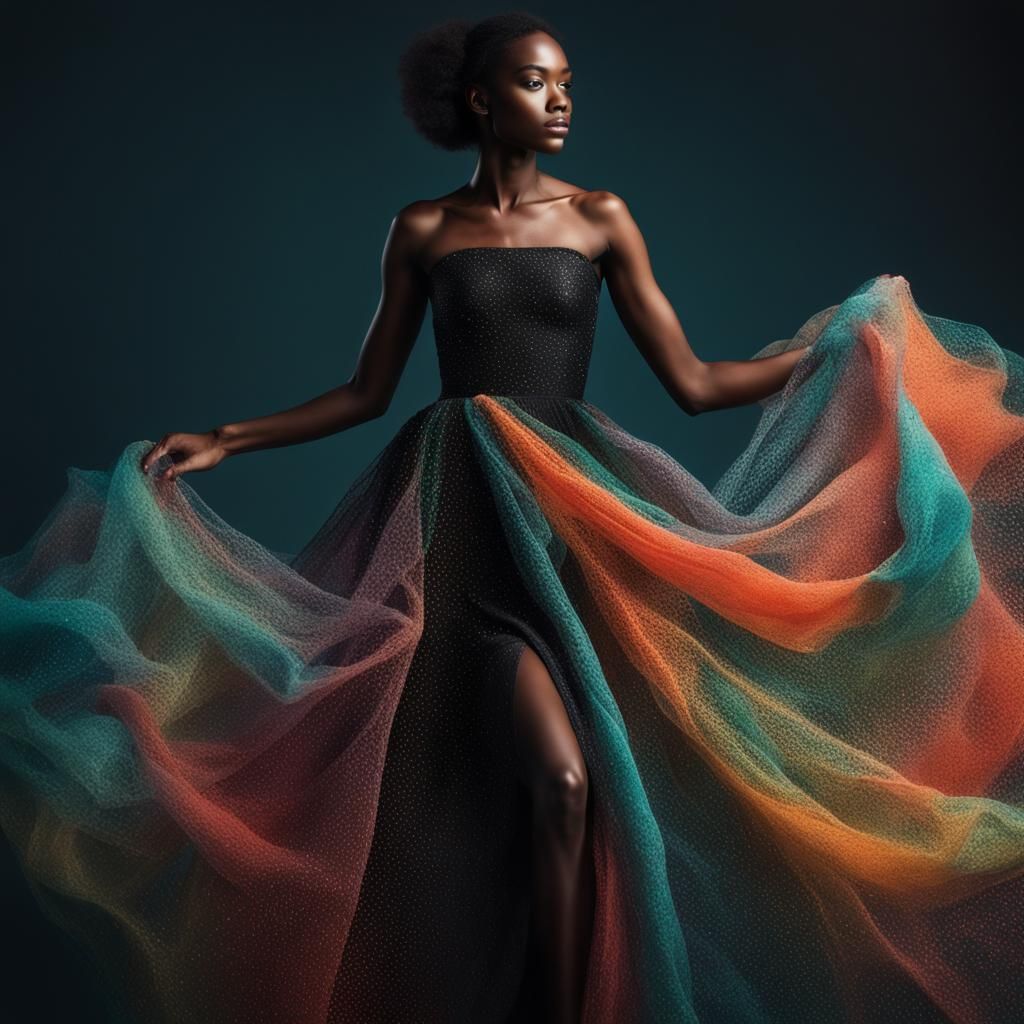 Beautiful Model in Netball Dress: Hyperrealistic Splash Art