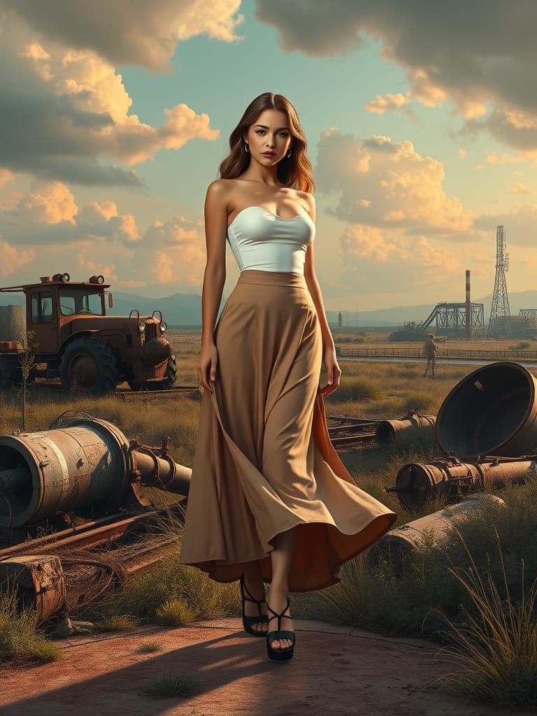 Retro Futuristic Beauty in a Nostalgic Industrial Dreamworld