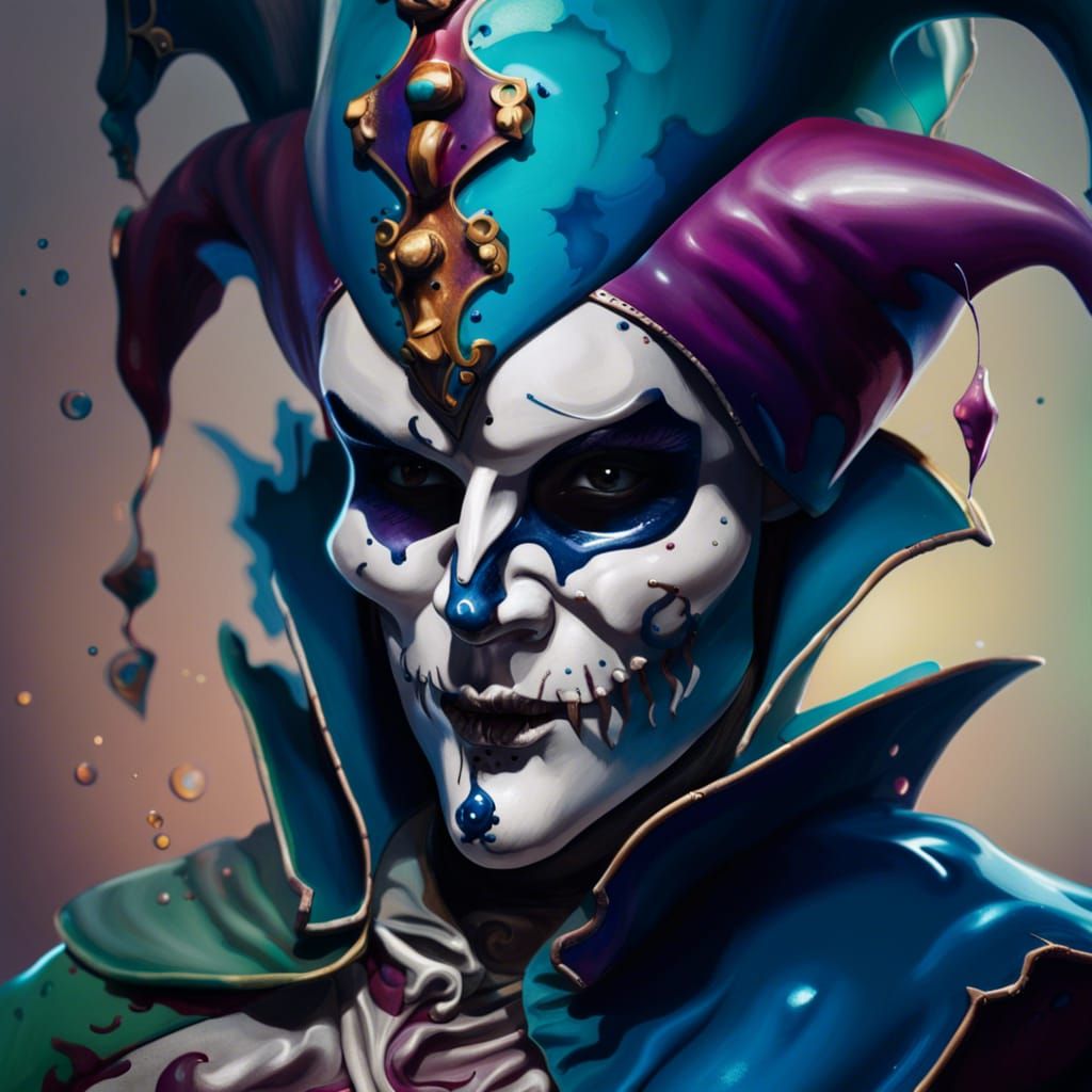 Jester Skull Revealed Through Broken Mask
