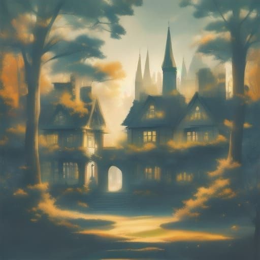 Realistic Digital Painting of a Suburban House