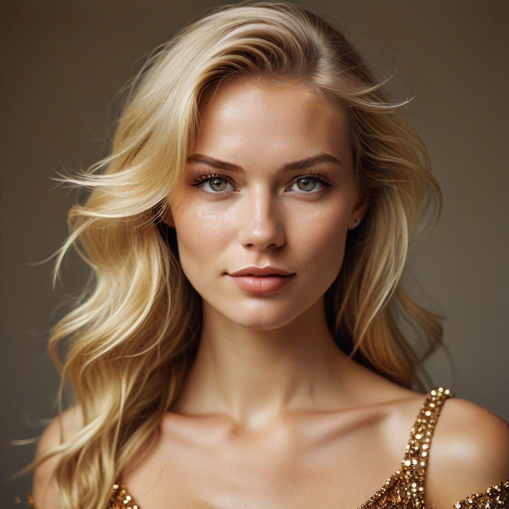 Glamorous Portrait of Young Blonde Model in Fashion Style