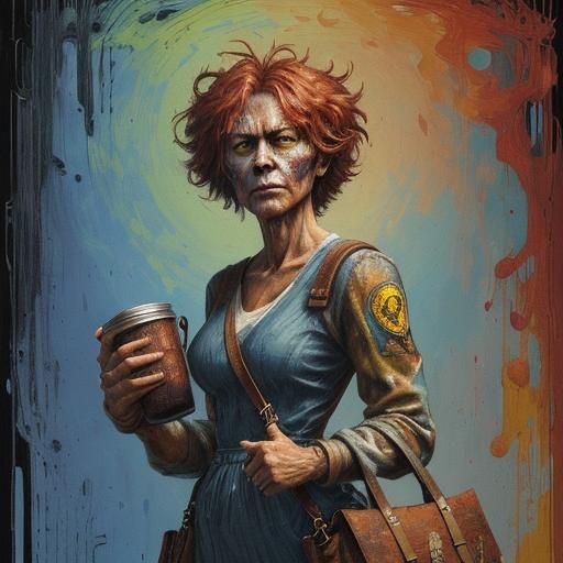 Abstract Satchel in Neo-Impressionist Expressionist Style