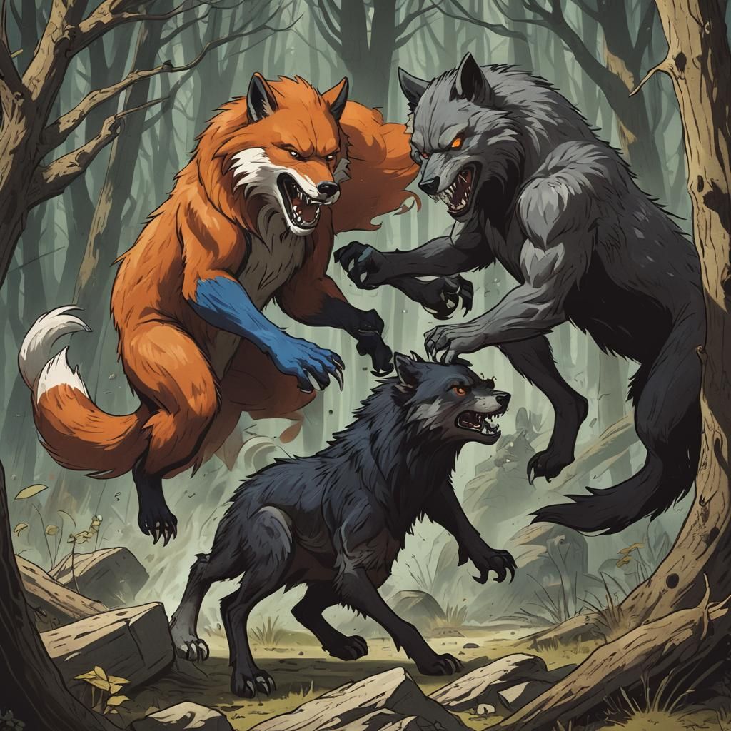Firefox Confronts a Werewolf in an Epic Battle